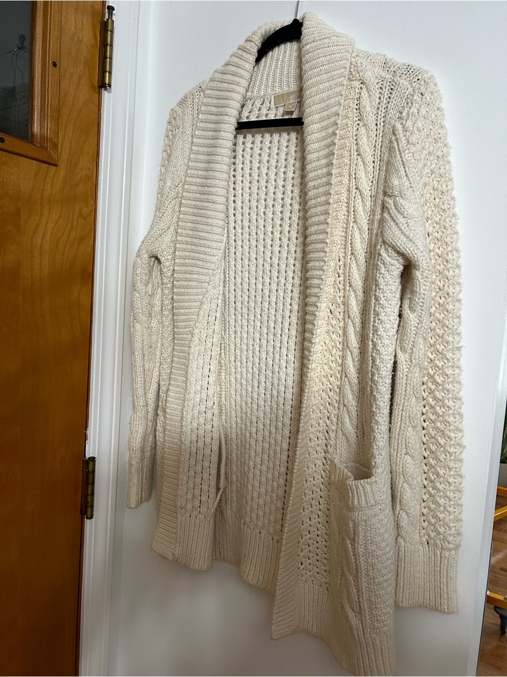 Michael Kors Cream Cable-Knit Open Cardigan